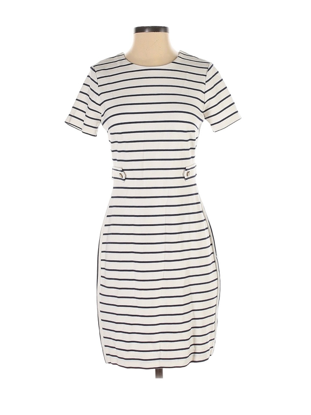 Banana Republic White & Navy Striped Sheath Short Sleeve Dress- Size 2 - (NWT)